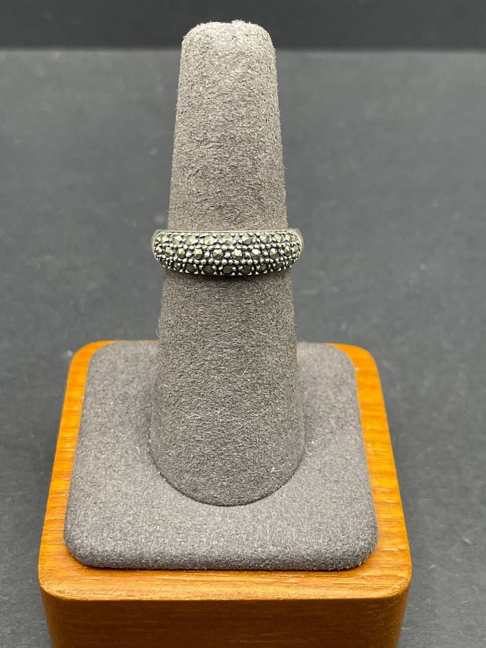 Vintage Style Sterling Silver 925 Marcasite Band Ring Size 7.5 Fine Jewelry